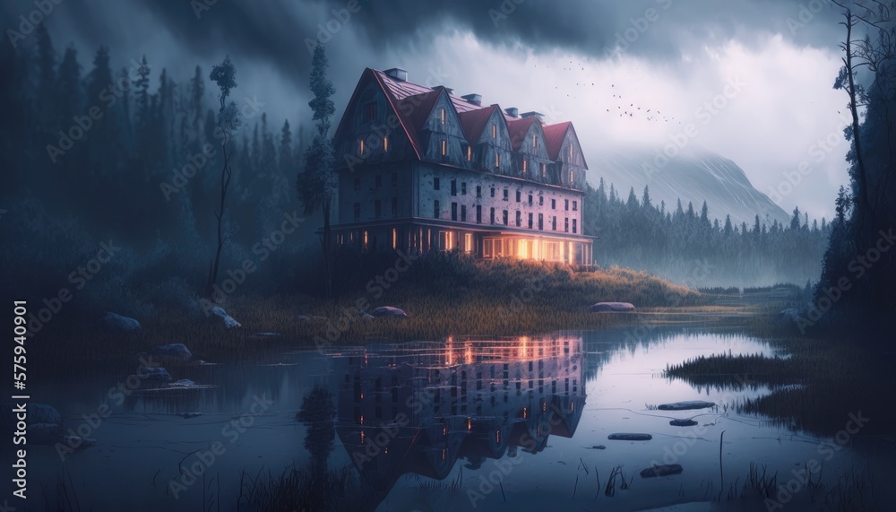 Fototapeta premium castle in the fog