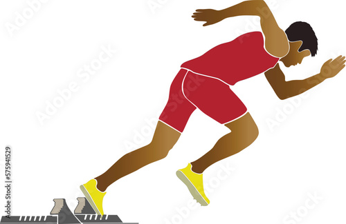 start sprinter runner starting blocks vector illustration