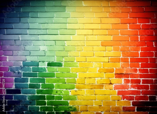 Bricks wall painted in different colors background  AI generated
