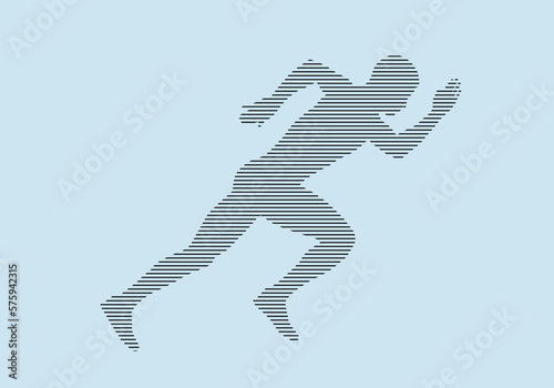 start running athlete runner sprinter silhouette in black lines on blue background