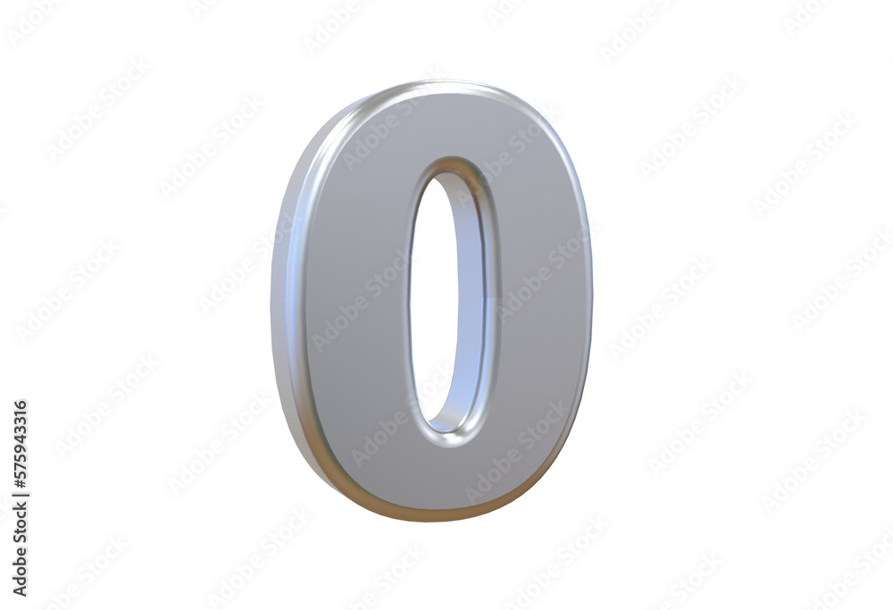 3d silver number 0 3d silver number 0