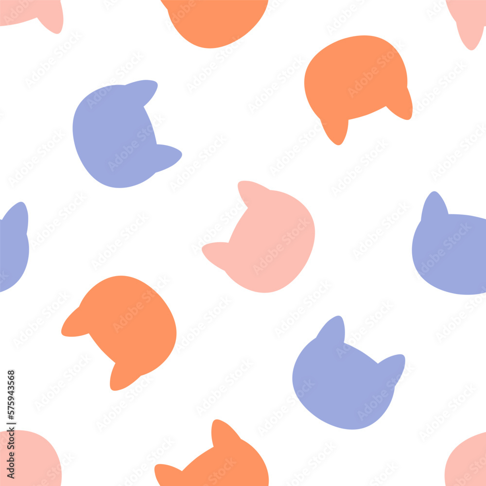 Seamless pattern with colorful cat heads Seamless pattern with colorful cat heads