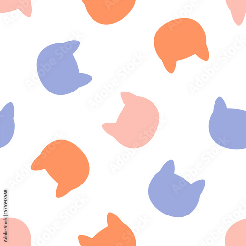 Seamless pattern with colorful cat heads