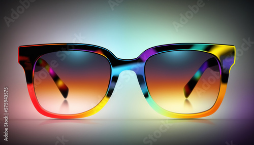 Closeup of sunglasses in multicolored spectacle frame © Imaster