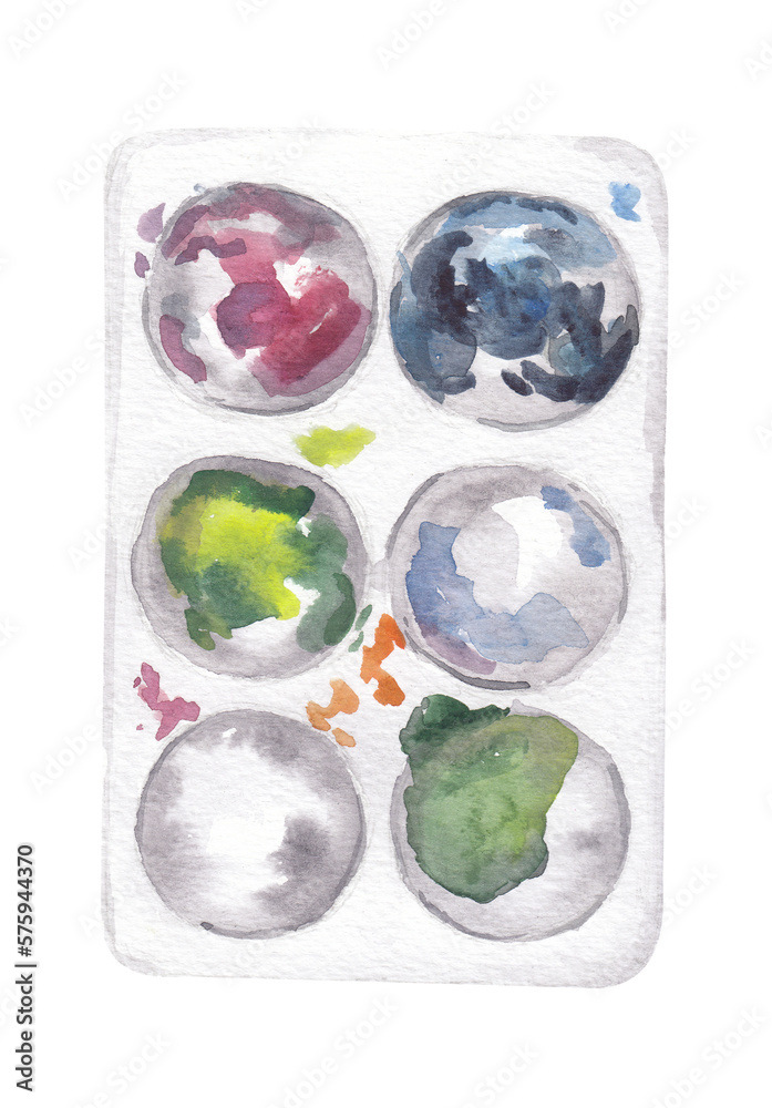 Color palette Artistic watercolor illustration Creative back to school graphics Hand painted design element for art day greeting card, party invitation, school poster, postcard, scrapbooking. Png file