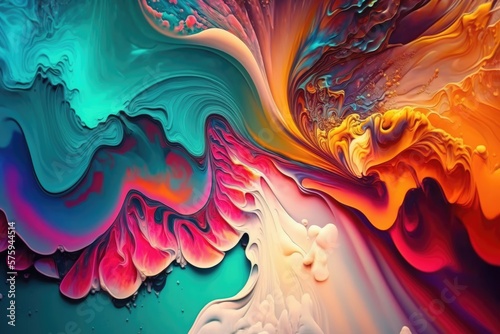 Abstract colorful fluid art background texture, ink and colorful mixed texture. Ai generative