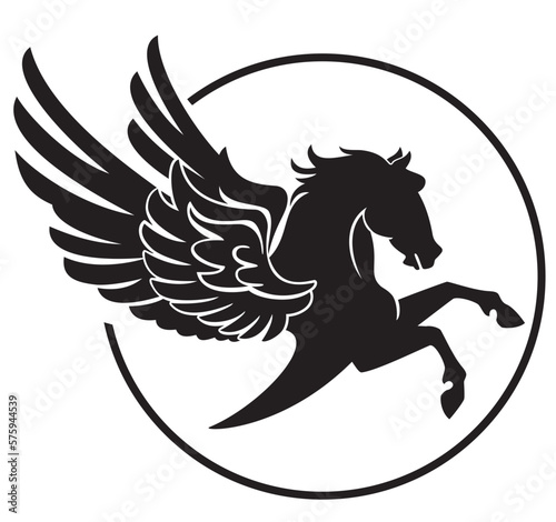 Fototapeta Naklejka Na Ścianę i Meble -  Pegasus Mythology Winged Horse Vector Icon 