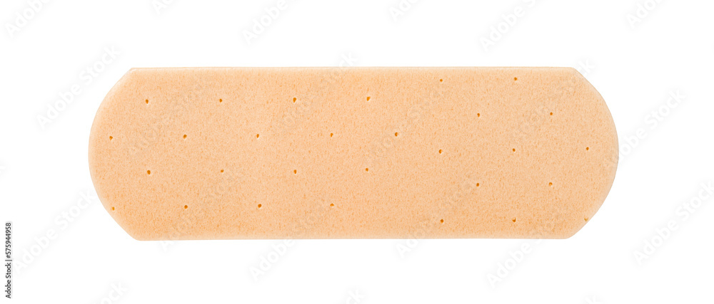 Medical band-aid, flesh-colored strip, outer part, isolated on white background with clipping path Medical band-aid, flesh-colored strip, outer part, isolated on white background with clipping path