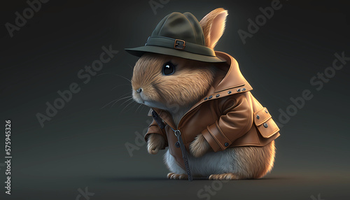 cute bunny investigating, ai generated