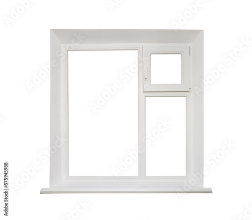Window frame plastic with window sill  space to copy  isolated on white background with clipping path