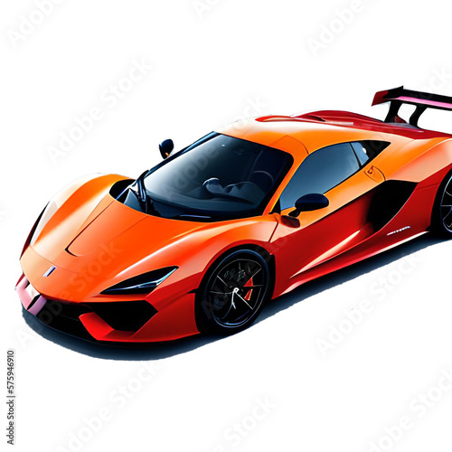 Modern orange sportcar with shadow isolated over transparent background png illustration. City car model drawing  transportation company logo concept  modern car clipart