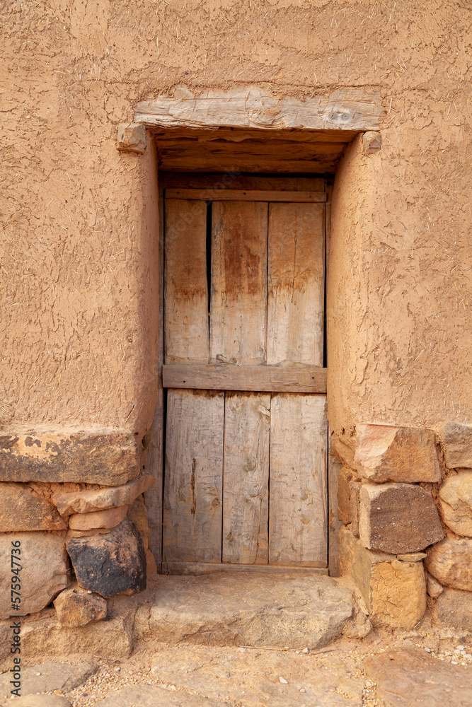 Door of a Celtiberian dwelling in Numantia, in the archaeological site that can be visited, Cerro de la Muela, Garray