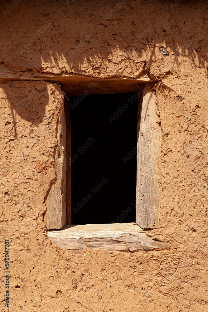 Window of a Celtiberian dwelling in Numantia, in the archaeological site that can be visited, Cerro de la Muela, Garray