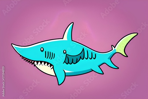 happy shark cartoon icon  vector illustration design - generative ai