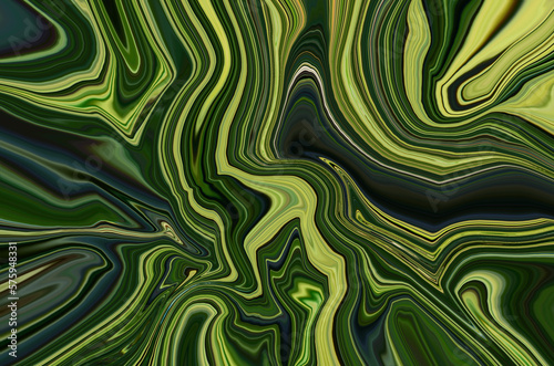 Psychedelic dark green colour trippy abstract art background design. Trendy dark green marble style. Ideal for web, advertisement, prints, wallpapers.