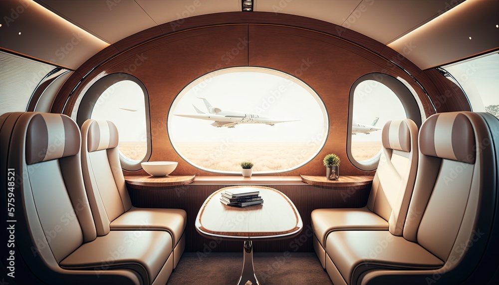 Fototapeta premium Futuristic luxurious corporate plane interior design generative ai 