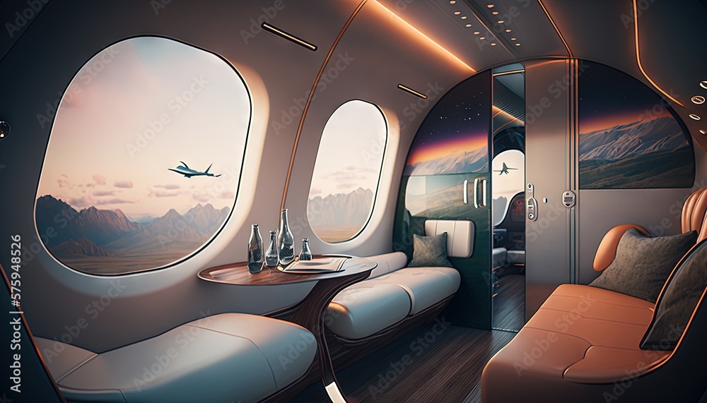 Futuristic luxurious corporate plane interior design generative ai Futuristic luxurious corporate plane interior design generative ai