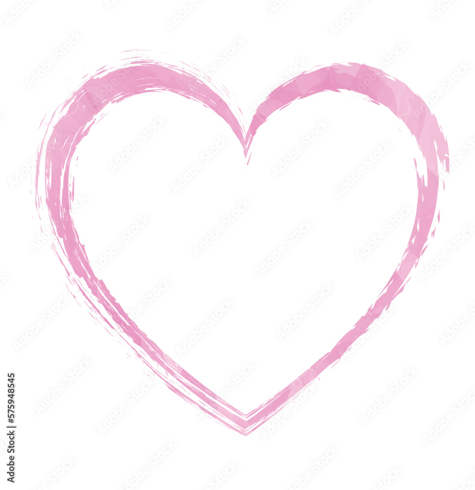 vector illustration of pink brush painted stamp heart frame banner 