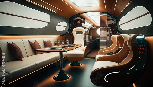 Futuristic luxurious corporate plane interior design generative ai 