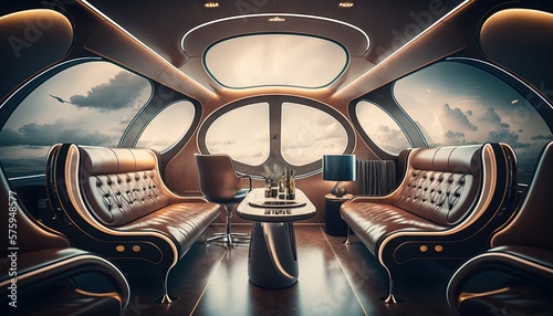 Futuristic luxurious corporate plane interior design generative ai 