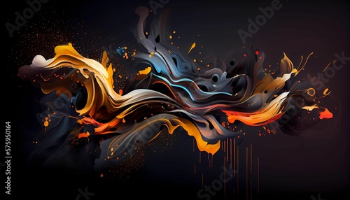 Modern abstract background with movement, painting on dark background. Abstract background with splashes.