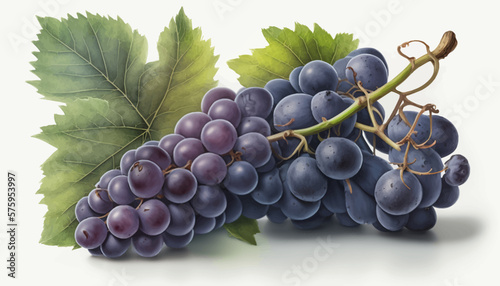 A bunch of grapes photoreal illustration on white background can easily be isolated vector