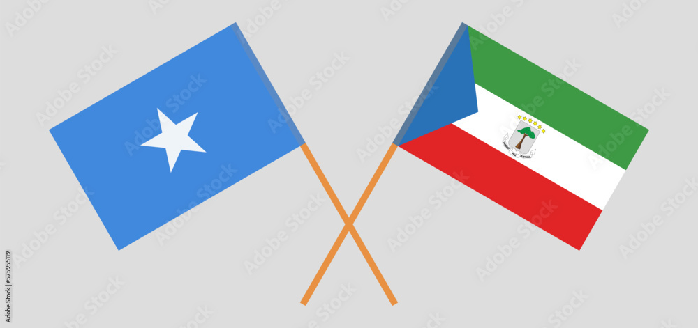 Crossed flags of Somalia and Equatorial Guinea. Official colors. Correct proportion Crossed flags of Somalia and Equatorial Guinea. Official colors. Correct proportion