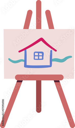 Cute picture on easel flat icon Art therapy