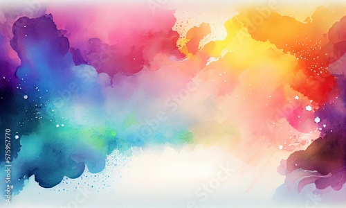 colorful watercolor background, watercolor paint with copy space, Generative AI