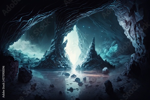 Surreal Gloom - Unfolding Secrets in Crystal Caves Generative AI