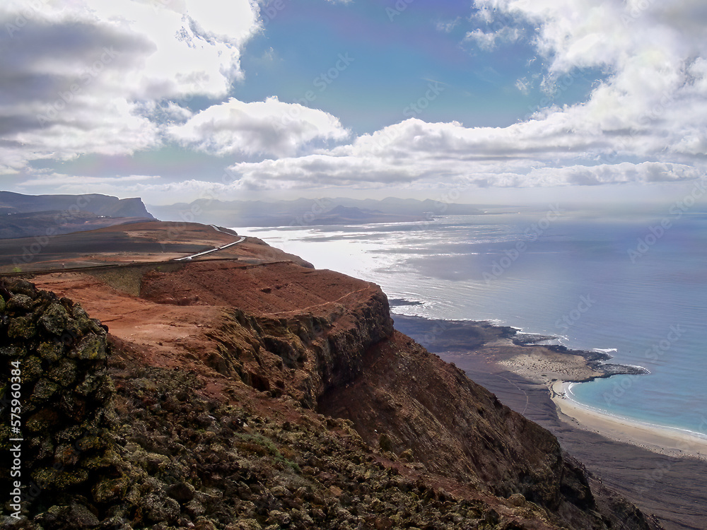 Nice scenic view at volcanic island Lanzarote.