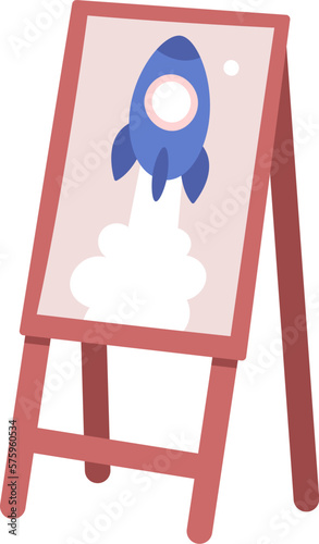 Cute picture on easel flat icon Art therapy