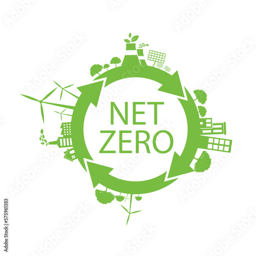 Net zero, CO2 neutral green icon. Eco friendly isolated sign. Vector