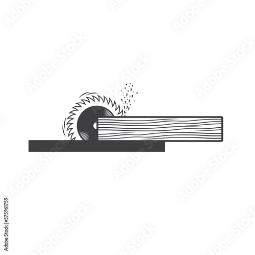 illustration of circular saw, wood saw, vector art.