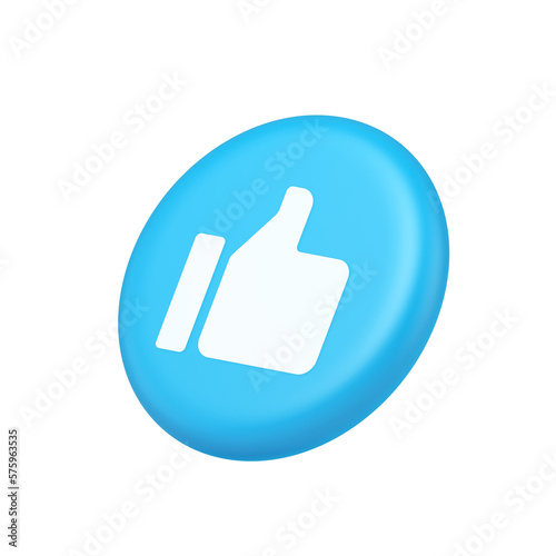 Thumb up like cool button cyberspace approve acceptance communication 3d isometric realistic icon