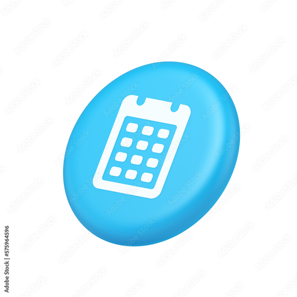 Calendar web app button design agenda meeting deadline time management 3d isometric realistic icon Calendar web app button design agenda meeting deadline time management 3d isometric realistic icon