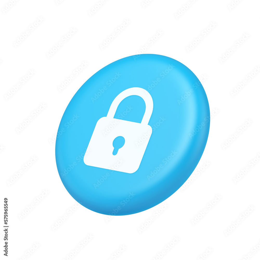 Padlock locking web access button password security protection safe encryption 3d side view icon Padlock locking web access button password security protection safe encryption 3d side view icon