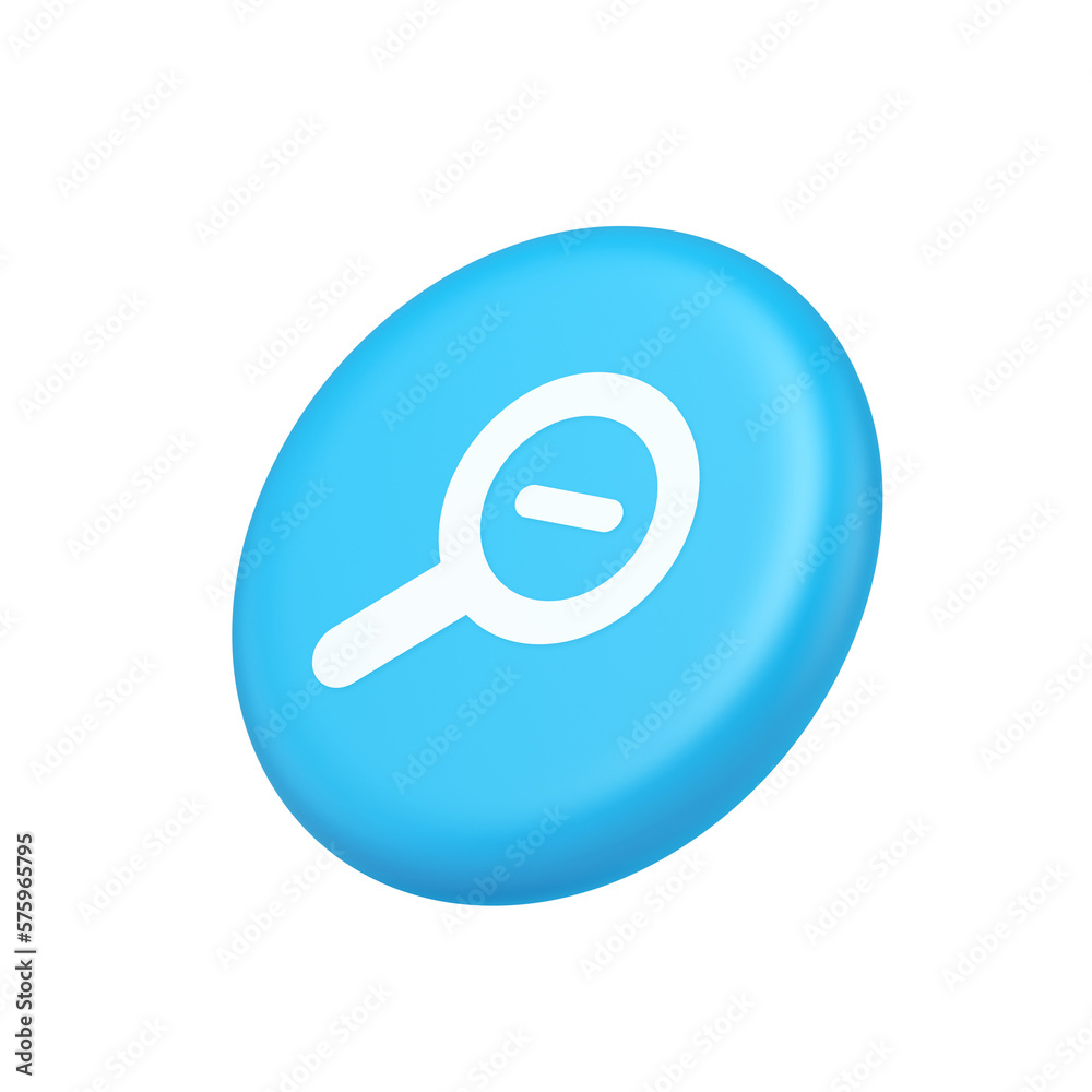 Zoom out magnifying glass button optical internet search discovery monitoring 3d side view icon Zoom out magnifying glass button optical internet search discovery monitoring 3d side view icon