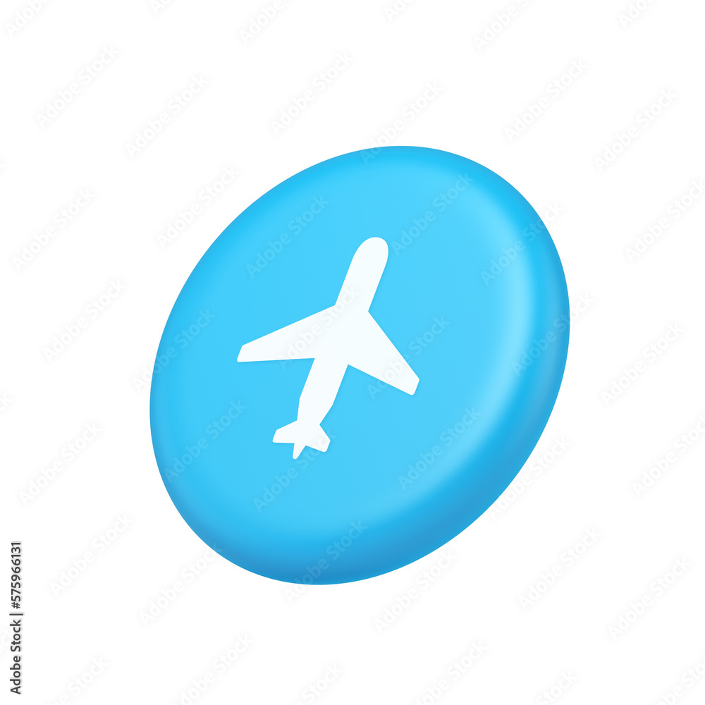 Airplane online check in button digital service passenger registration 3d isometric realistic icon