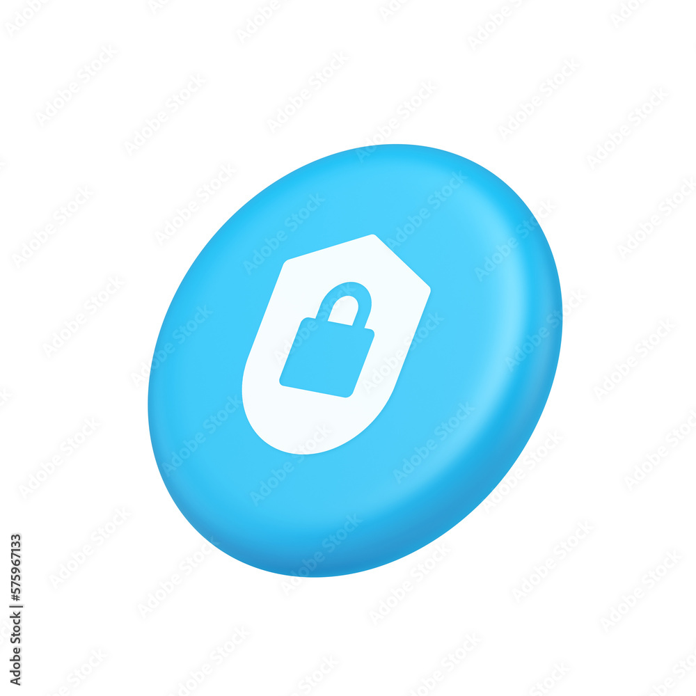 Lock shield security button privacy blocked password service web app 3d isometric realistic icon