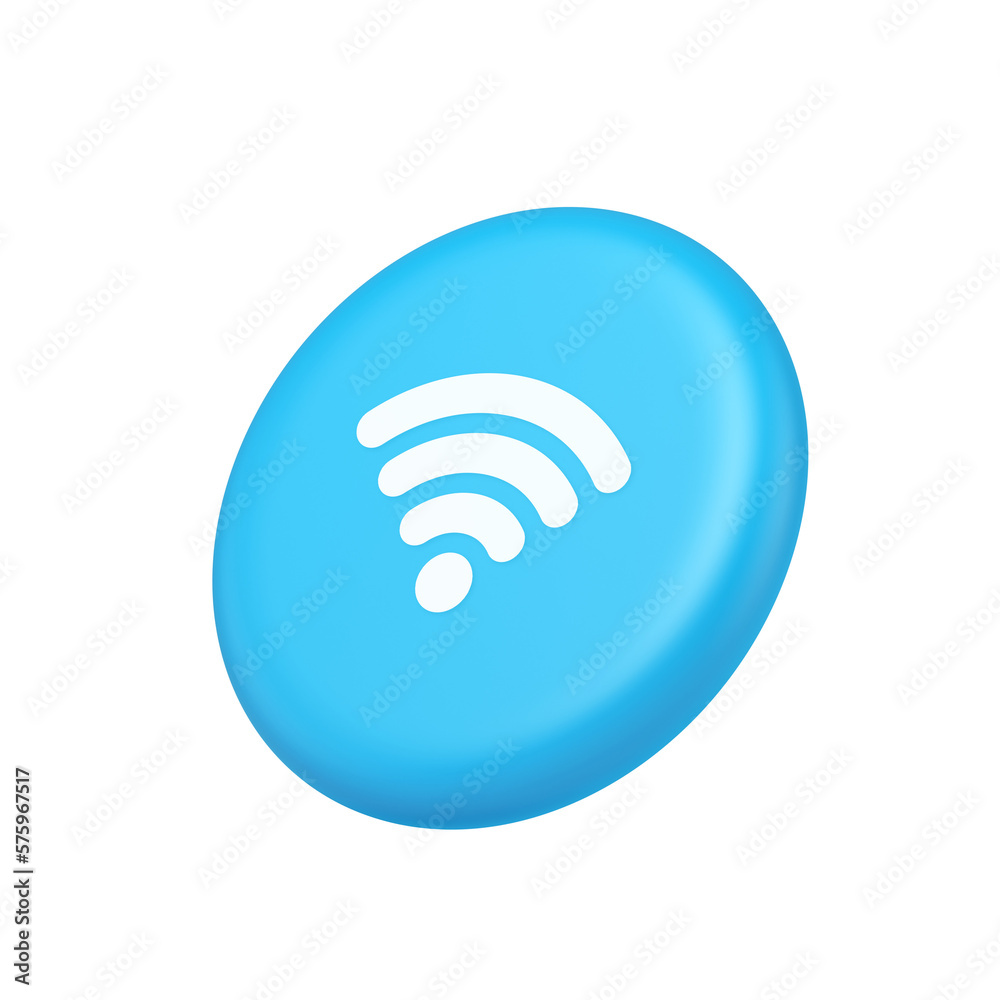 Wi fi internet connection button high speed wireless cyberspace digital network 3d side view icon Wi fi internet connection button high speed wireless cyberspace digital network 3d side view icon