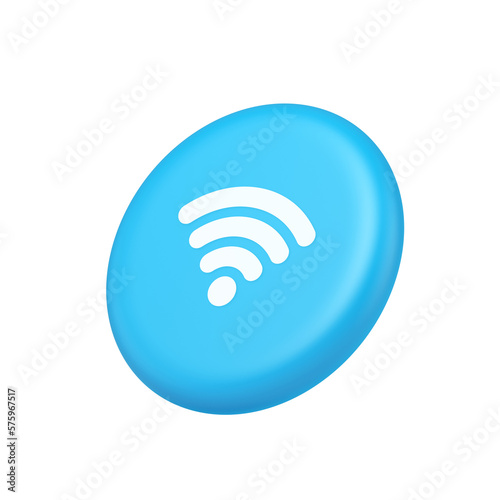 Wi fi internet connection button high speed wireless cyberspace digital network 3d side view icon