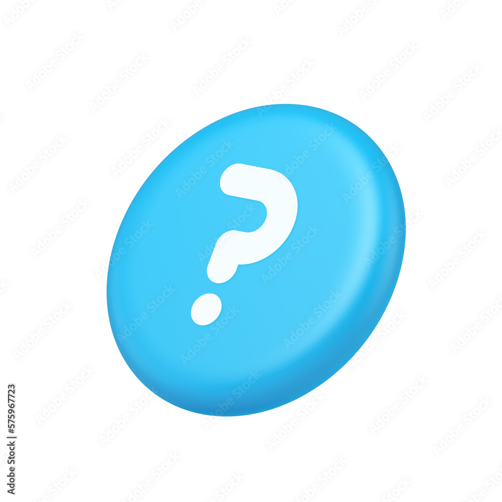 Question mark button advise attention answer FAQ point internet info support 3d side view icon Question mark button advise attention answer FAQ point internet info support 3d side view icon