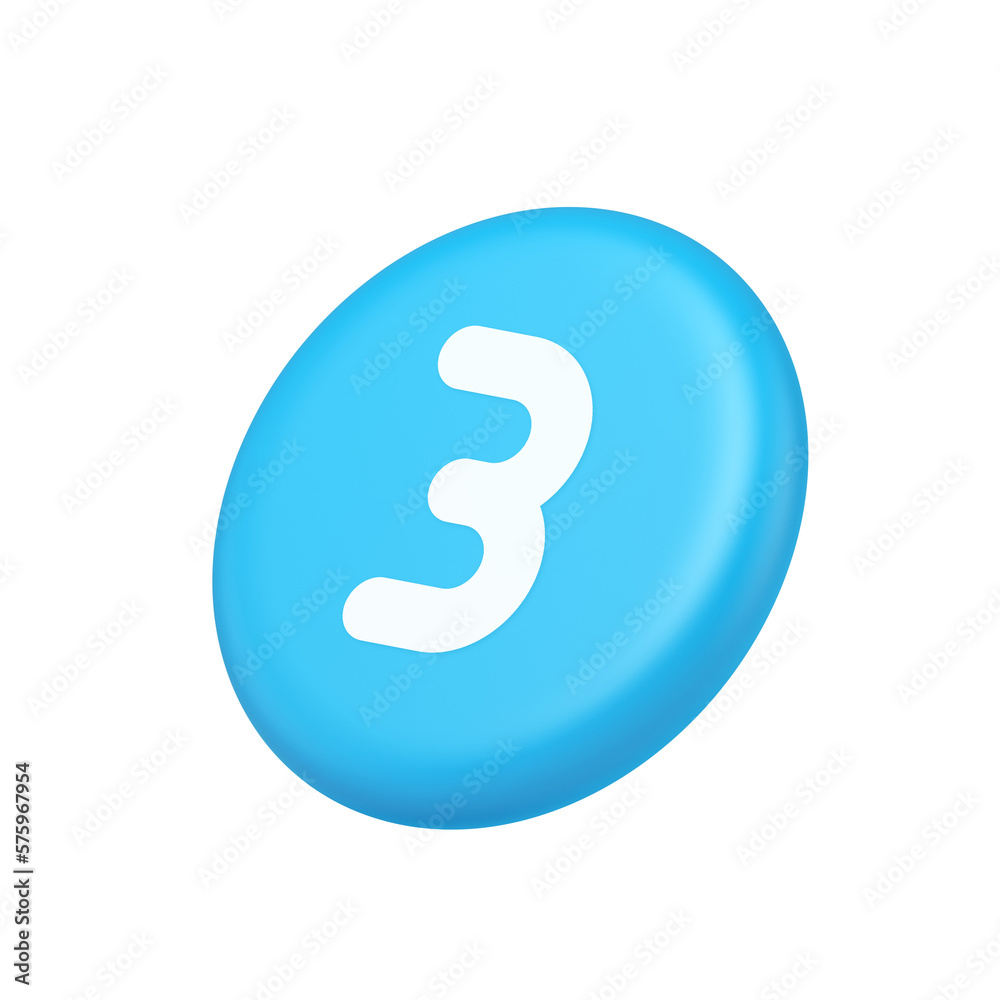 Three number button internet communication texting message character 3d isometric realistic icon Three number button internet communication texting message character 3d isometric realistic icon