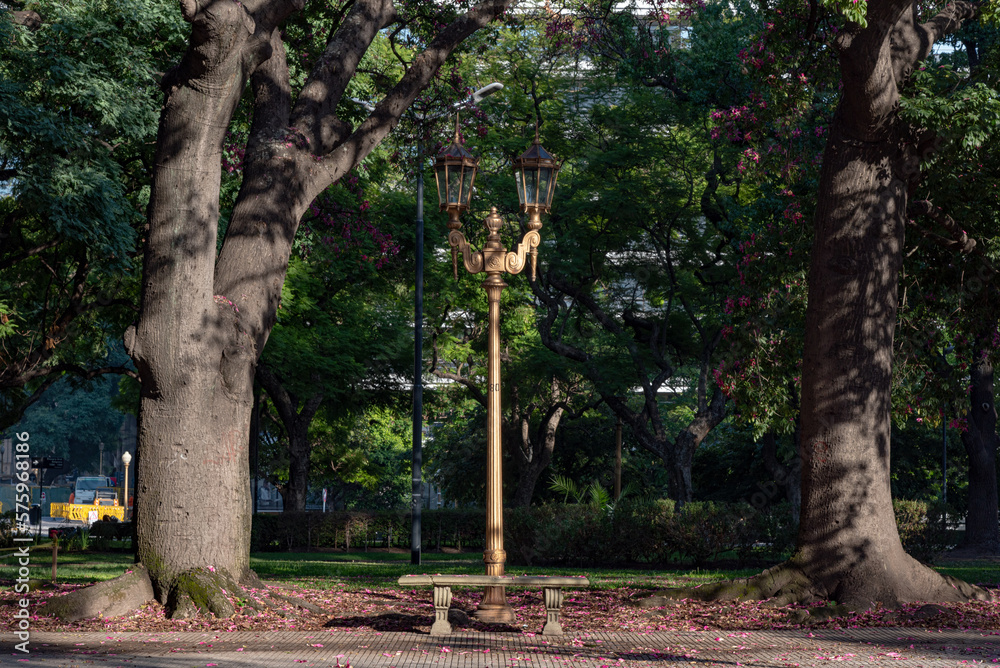 Fototapeta premium Plaza San Martin Retiro Buenos Aires Argentina primavera en la Ciudad de Buenos Aires.