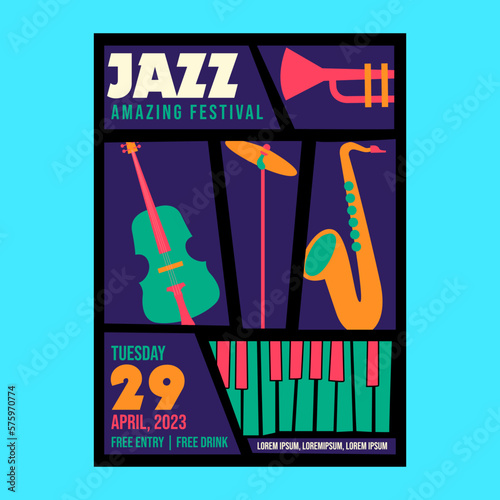 Jazz music poster design template