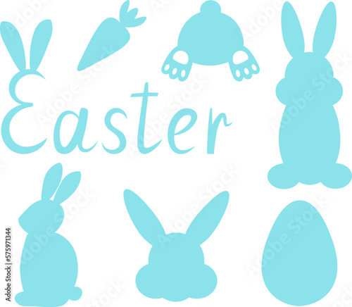 Easter bunny silhouettes vector illustration
