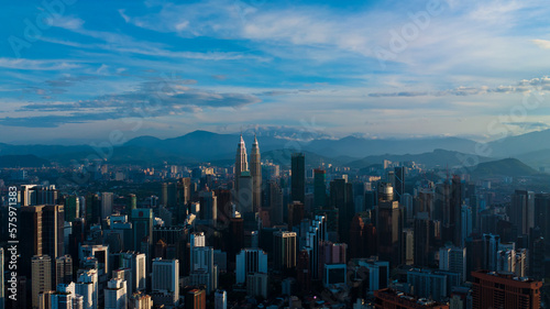 Aerial view The world's second tallest building PNB118 or Merdeka 118 during sunrise