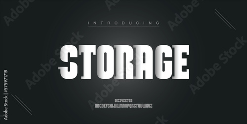 Storage, digital modern alphabet new font. Creative abstract urban, futuristic, fashion, sport, minimal technology typography. Simple vector illustration with number
