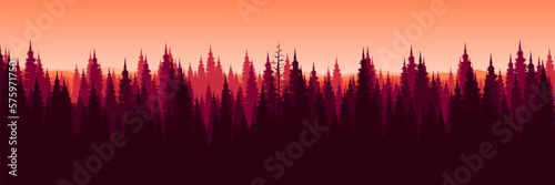 pine tree silhouette landscape vector illustration good for wallpaper, background, banner, ads banner, tourism banner, wallpaper, background template, and adventure design backdrop